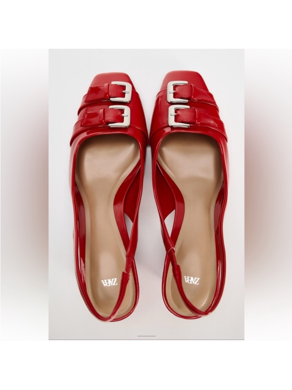 ZARA RED SLINGBACK BUCKLE SHOES
